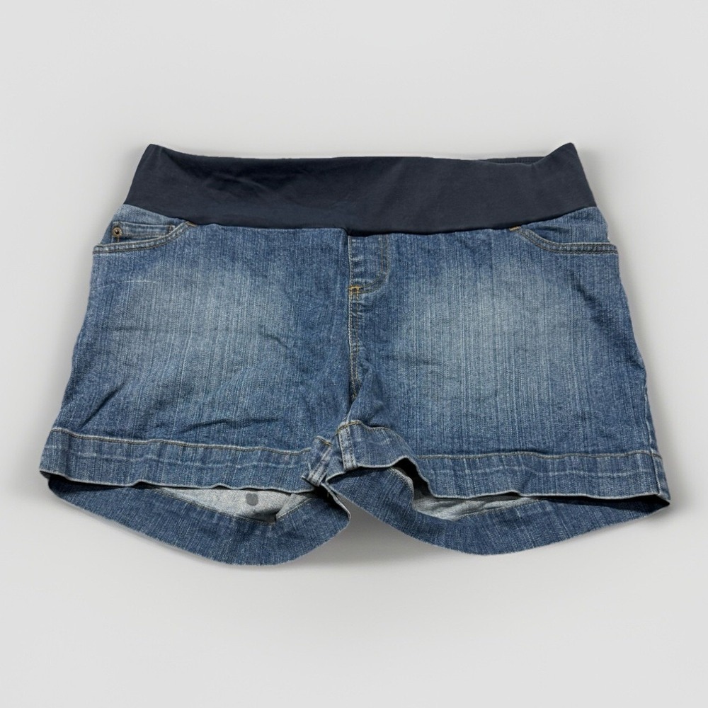 Motherhood Maternity Large Shorts Cargo Pocket Denim Elastic Comfort Waist
